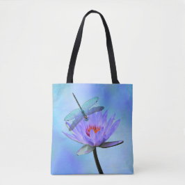 Dragonfly auf Water Lily All-over Print-Tasche