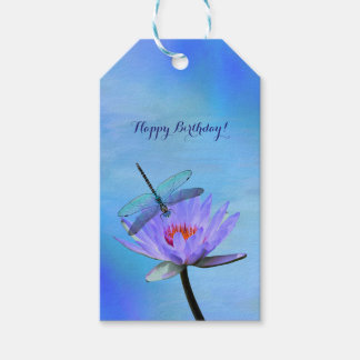 Dragonfly auf Water Lily Gift Tags Geschenkanhänger
