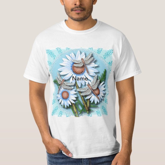 Dragonfly Blue Daisies  T-Shirt (Vorderseite)