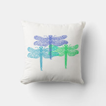 Dragonfly Blues Pillow