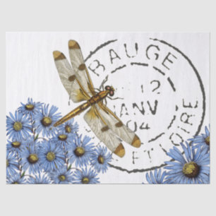 Dragonfly Blume Französisch Postmark Vintage Decou Seidenpapier