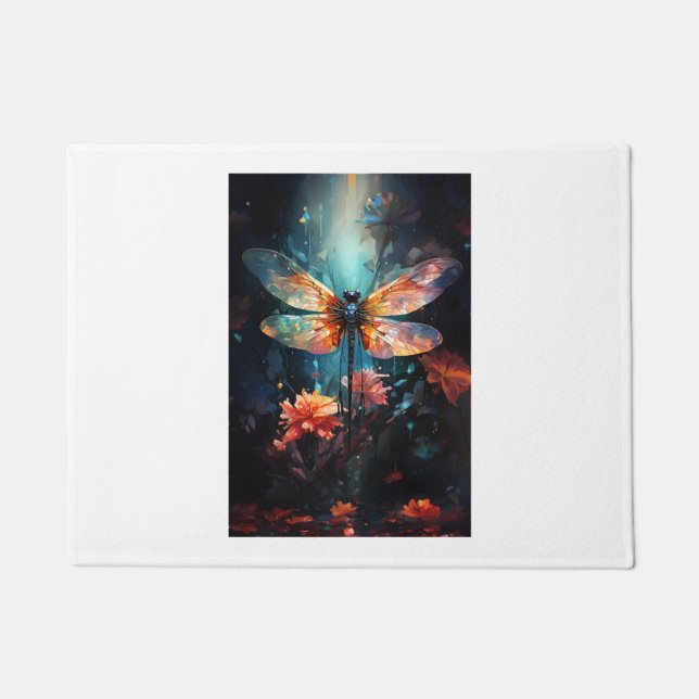 Dragonfly Blume Kunst, Dichtung Fußmatte (Vorderseite)