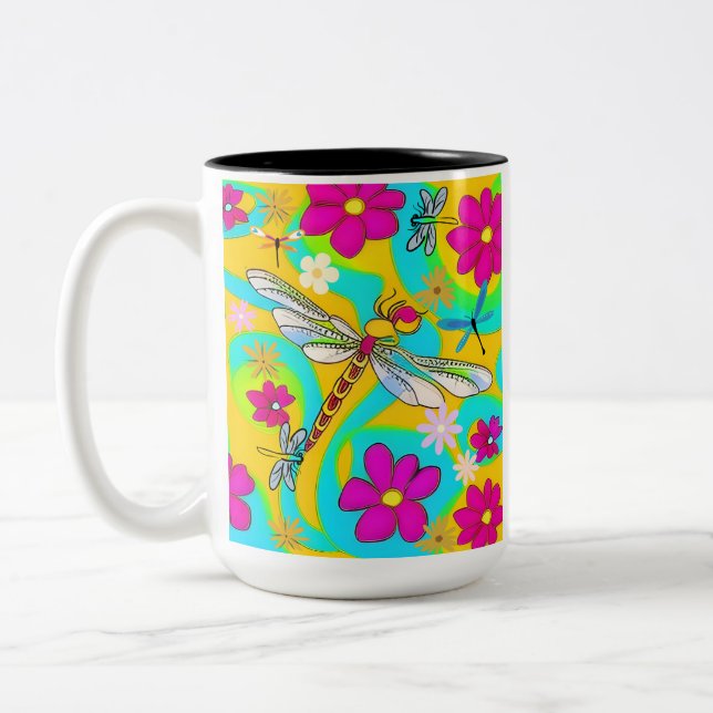 DragonFly & Blume Zweifarbige Tasse (Links)