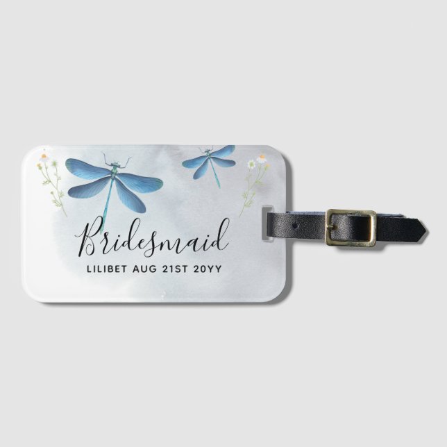 DragonFly BRIDESMAID Brautparty Personalisiert Gepäckanhänger (Vorderseite (Horizontal))