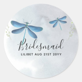 DragonFly BRIDESMAID Brautparty Personalisiert Runder Aufkleber