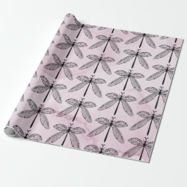 Dragonfly Bug Insect Lover Pink Geschenkpapier