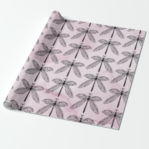 Dragonfly Bug Insect Lover Pink Geschenkpapier