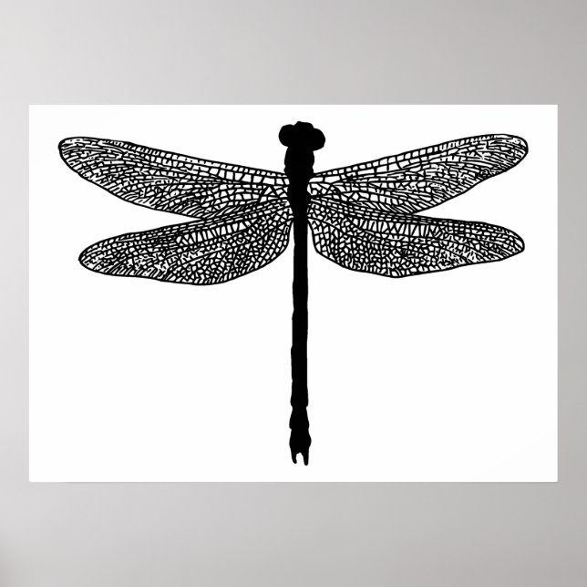 Dragonfly Bug Insect Natur Silhouette Art Poster (Vorne)