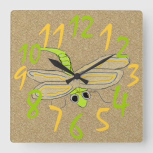 Dragonfly Bug Quadratische Wanduhr