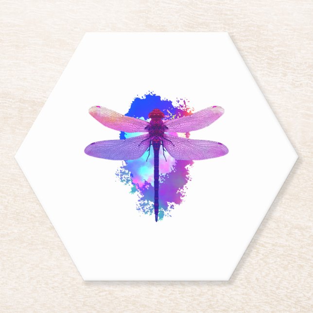 Dragonfly buntes Bild Geschenkidee Untersetzer (Vorderseite)