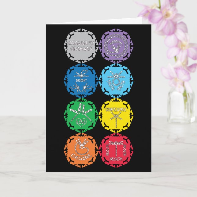 Dragonfly Chakras Design Karte (Orchidee)