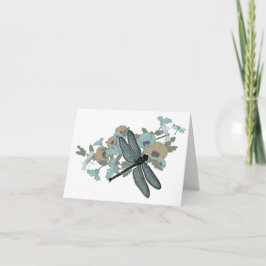 Dragonfly Chic Stilvolle Blume Blues Gray Gold Dankeskarte