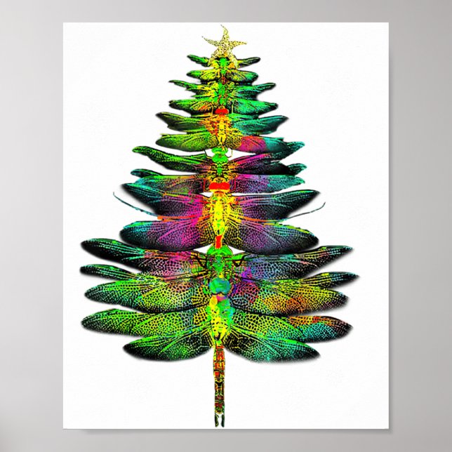 Dragonfly Christmas Tree Dragonfly Xmas  Poster (Vorne)