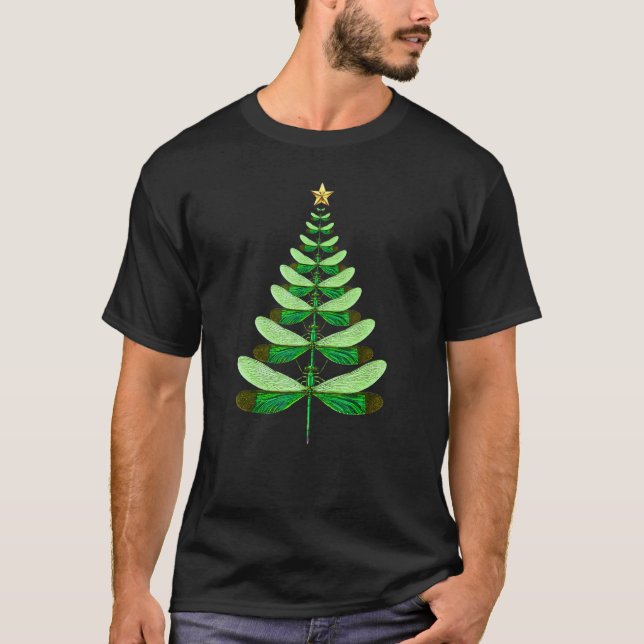 Dragonfly Christmas Tree Xmas Dragonflies Bugs Ins T-Shirt (Vorderseite)