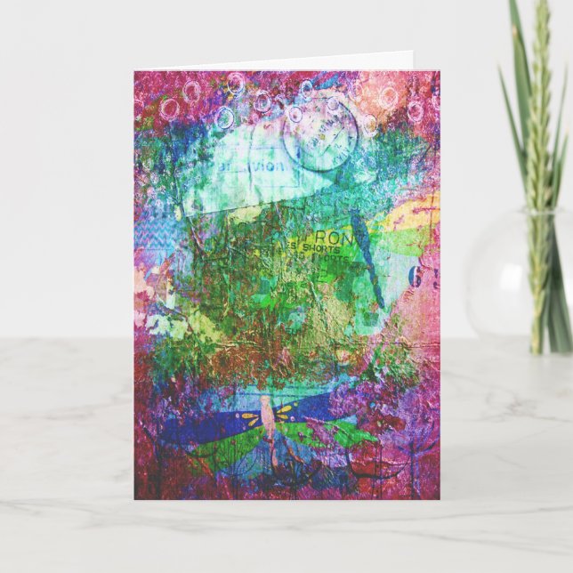 Dragonfly Collage, Geburtstag Karte (Vorderseite)