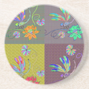 Dragonfly Collage Sandstein Untersetzer