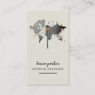 Dragonfly Creative Designer Natur Weltkarte Visitenkarte