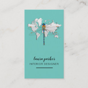 Dragonfly Creative Designer Natur Weltkarte Visitenkarte