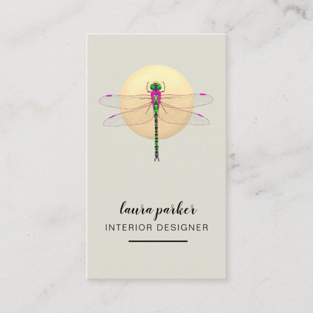 Dragonfly Creative Designer Nature Green Visitenkarte (Vorderseite)