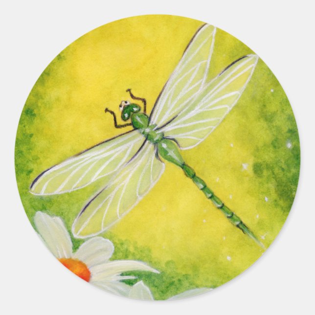 Dragonfly Daises Sticker (Vorderseite)