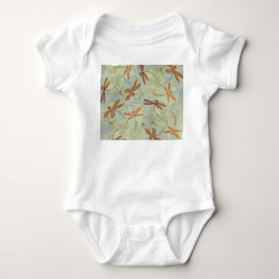 Dragonfly Dance Gold Baby Strampler