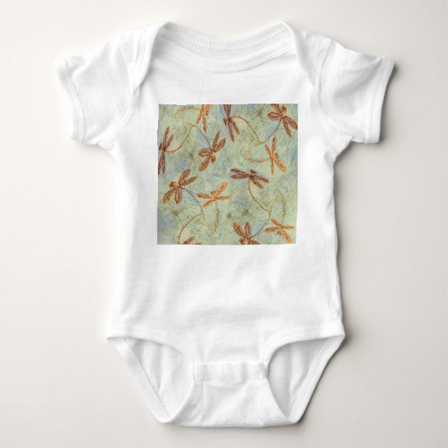 Dragonfly Dance Gold Baby Strampler (Vorderseite)