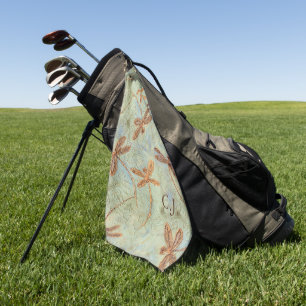 Dragonfly Dance Gold Golf Handtuch