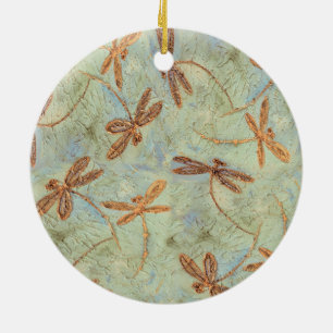 Dragonfly Dance Gold Keramikornament