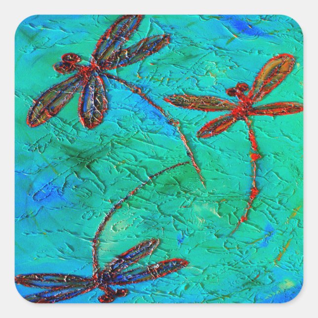 Dragonfly Dance Quadratischer Aufkleber (Vorderseite)