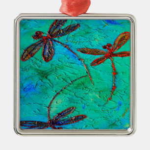 Dragonfly Dance Silbernes Ornament