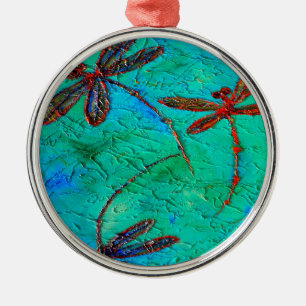 Dragonfly Dance Silbernes Ornament