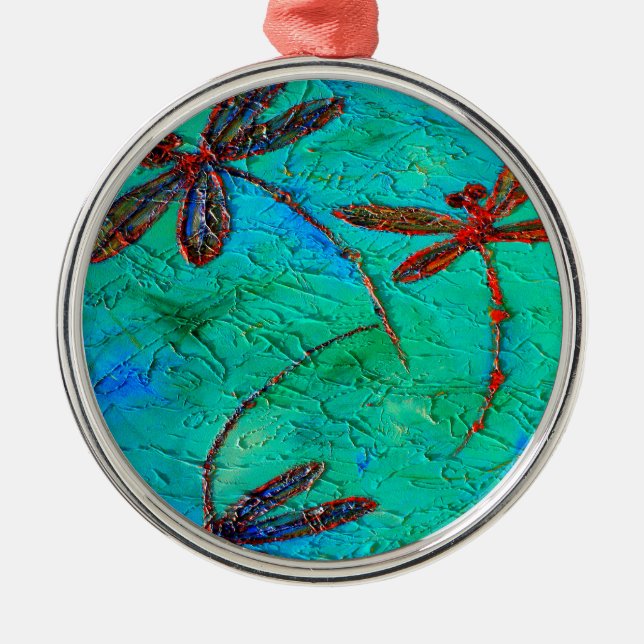 Dragonfly Dance Silbernes Ornament (Vorne)