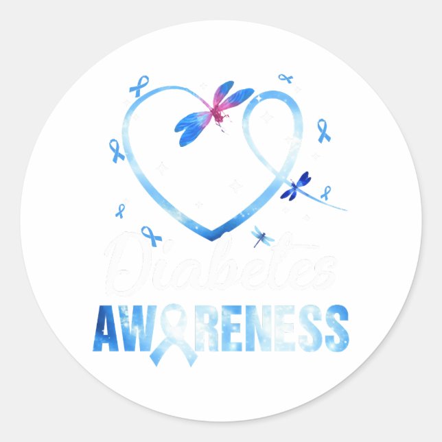 Dragonfly Diabetes Awareness Runder Aufkleber (Vorderseite)