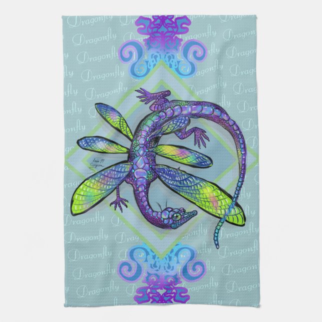 Dragonfly Dragon Geschirrtuch (Vertikal)