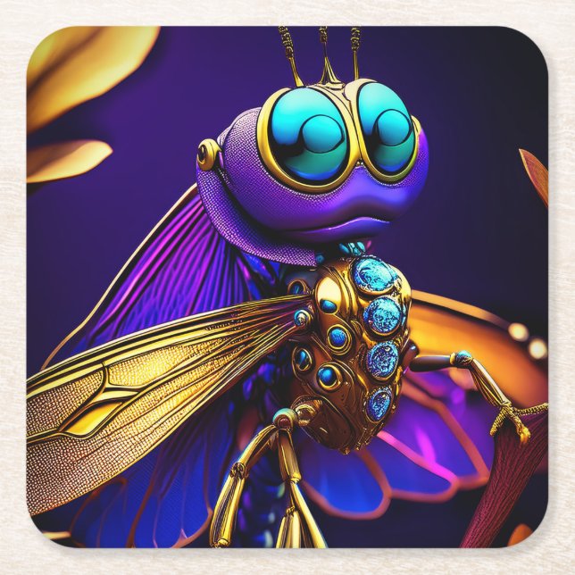Dragonfly Dreaming Ember Rechteckiger Pappuntersetzer (Vorderseite)