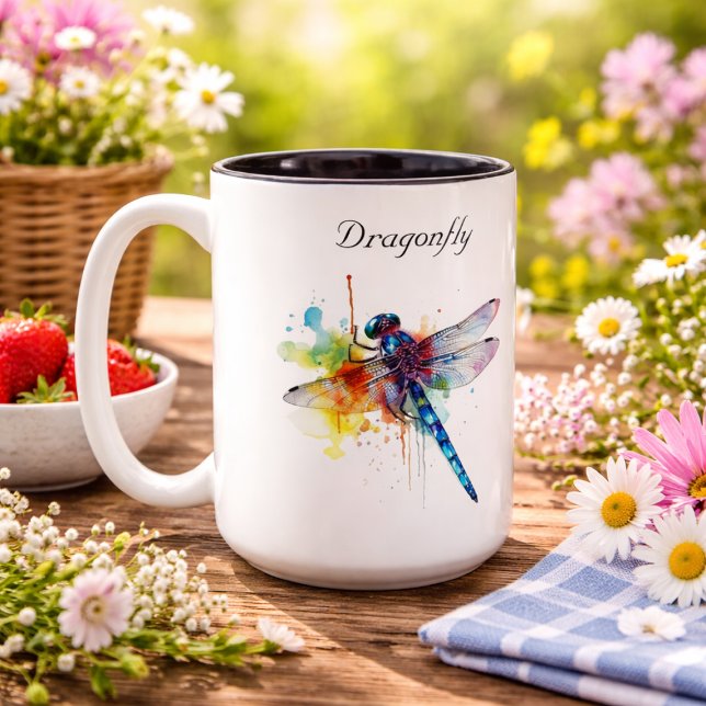 Dragonfly Dreamscape, kundenspezifisch Zweifarbige Tasse (Von Creator hochgeladen)