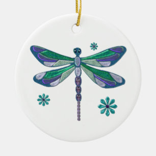 Dragonfly Elegant Jeweled Folk Art Keramikornament