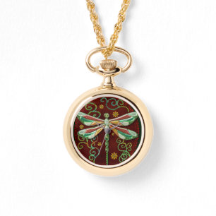 Dragonfly Elegant Jewelt 2 Folk Art Armbanduhr