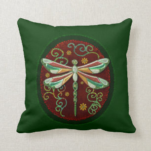 Dragonfly Elegant Jewelt 2 Folk Art Kissen