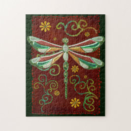 Dragonfly Elegant Jewelt 2 Folk Art Puzzle
