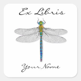 Dragonfly Ex Libris Buchzeichen Quadratischer Aufkleber