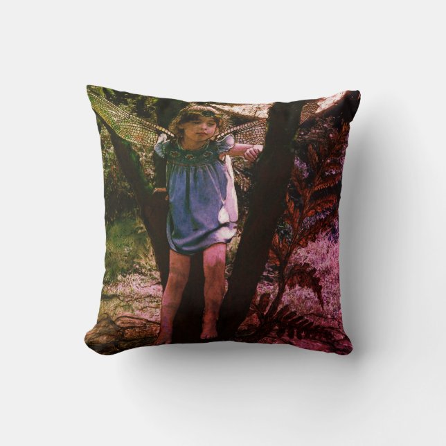 Dragonfly Fairy Girl im Mondlicht Kissen (Vorderseite)