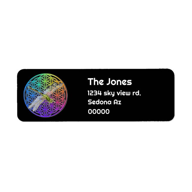 Dragonfly | farbenfrohe Blume des Lebens | Chakra- (Vorne)