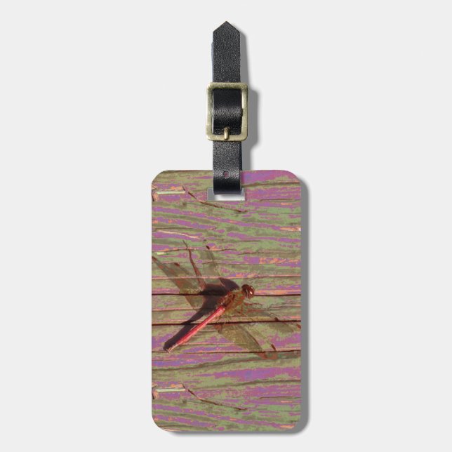Dragonfly farbenfrohe Gepäckmarke Gepäckanhänger (Vorderseite vertikal)
