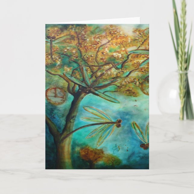 Dragonfly-Flirt Feiertagskarte (Vorderseite)