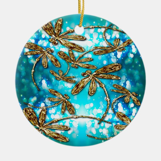 Dragonfly Flit Bubbles Keramikornament (Vorne)