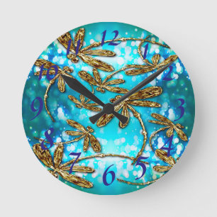 Dragonfly Flit Bubbles Runde Wanduhr