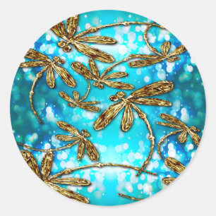 Dragonfly Flit Bubbles Runder Aufkleber