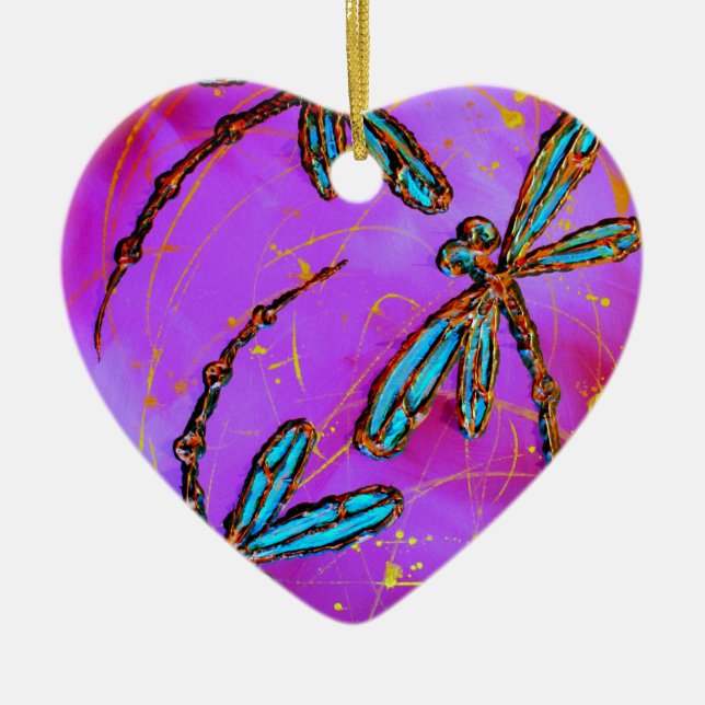 Dragonfly Flit Electric Pink Keramik Ornament (Vorne)