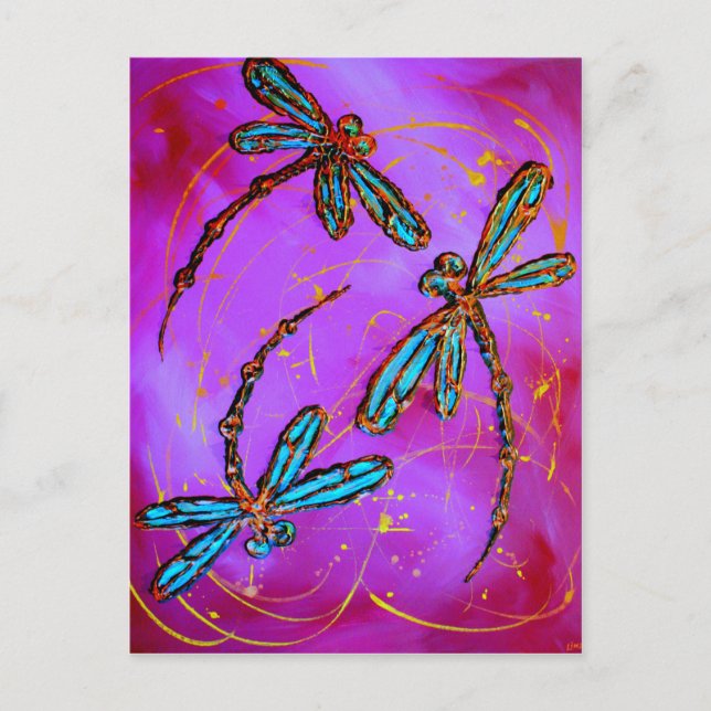 Dragonfly Flit Electric Pink Postkarte (Vorderseite)